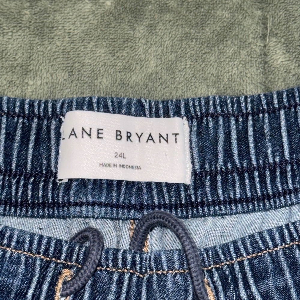 Lane Bryant Wide Leg Jeans Womens 24L Mid Rise Pull On Elastic Waist Dark Wash - Picture 5 of 11